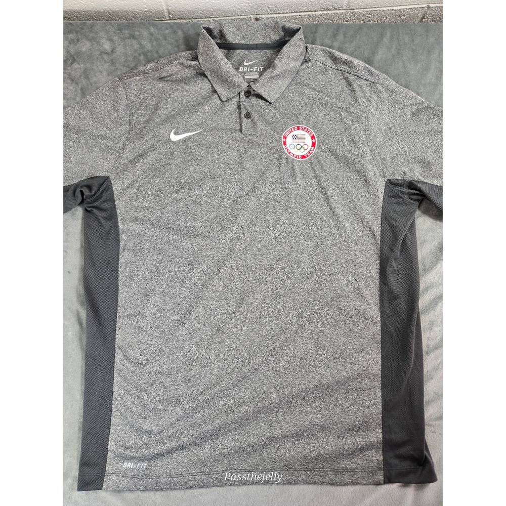 Nike Shirt Mens Men's Extra Large Dri-Fit United States Olympic Team‎ Polo Grey